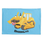 Cute yellow bulldozer cartoon kussensloop (Achterkant)