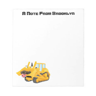 Cute yellow bulldozer cartoon notitieblok