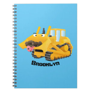Cute yellow bulldozer cartoon notitieboek