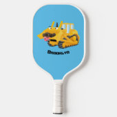 Cute yellow bulldozer cartoon pickleball paddle (Achterkant)