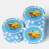 Cute yellow bulldozer cartoon poker chips (Opstapeling)