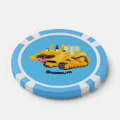 Cute yellow bulldozer cartoon poker chips (Enkel)
