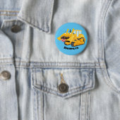 Cute yellow bulldozer cartoon ronde button 5,7 cm (In situ)