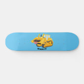 Cute yellow bulldozer cartoon skateboard (Horizontaal)