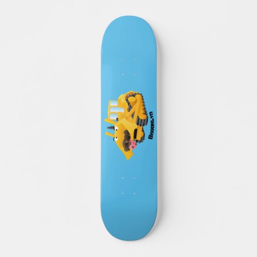 Cute yellow bulldozer cartoon skateboard (Voorkant)
