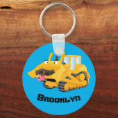 Cute yellow bulldozer cartoon sleutelhanger (Voorkant)