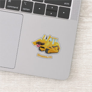 Cute yellow bulldozer cartoon sticker