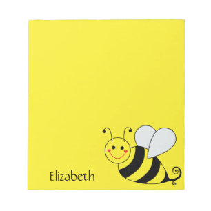 Cute Yellow Bumble Bee, gepersonaliseerd Notitieblok
