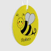 Cute Yellow Bumble Bee, gepersonaliseerd Ornament (voorkant)