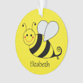 Cute Yellow Bumble Bee, gepersonaliseerd Ornament (voorkant)