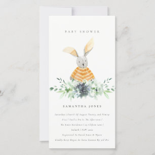 Cute Yellow Bunny Garden Fauna Baby shower Invite Bedankkaart