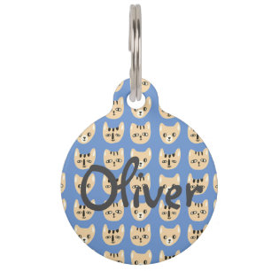 Cute Yellow Cat Head Pattern  Name Pet Huisdierpenning