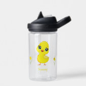 Cute Yellow Chick en Flowers Waterfles (Links)