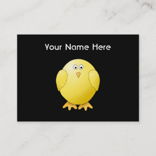 Cute Yellow Chick. Kleine vogel op zwart. Visitekaartje