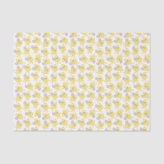 Cute Yellow Chick Pattern | Paaspapier Tissuepapier (Voorkant)