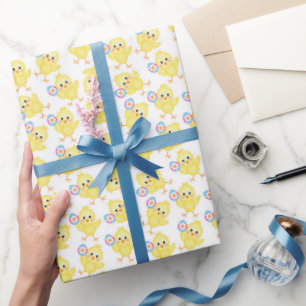 Cute Yellow Chick Pattern   Snellerpapier Cadeaupapier