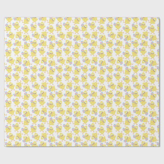 Cute Yellow Chick Pattern | Snellerpapier Cadeaupapier (Vlak)