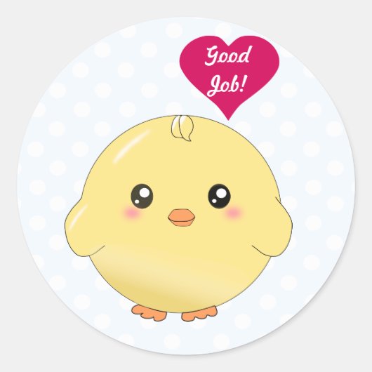 Cute yellow chick ronde sticker (Voorkant)