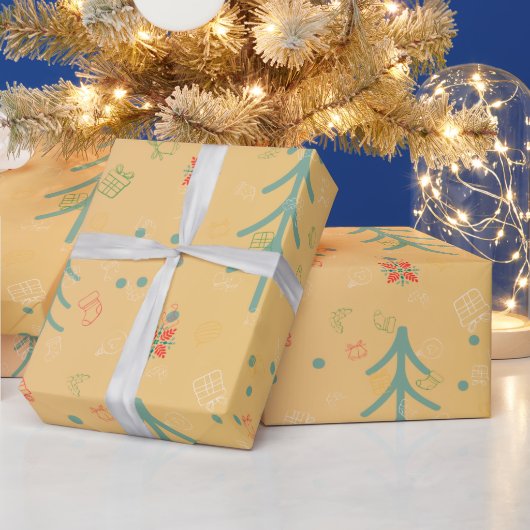 Cute Yellow Christmas Cadeaupapier (Feestdagen)