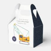 Cute Yellow Construction Crane Vehicle Baby shower Bedankdoosjes (Voorkant Zijde)