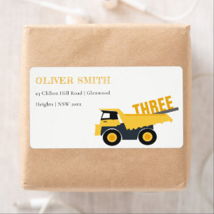 Cute Yellow Construction Dump Truck Address Etiket