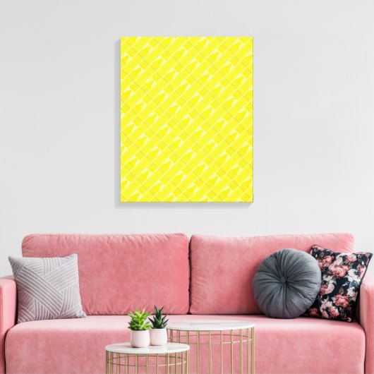 Cute Yellow Crayon Artsy Pattern Canvas Afdruk (Insitu (Woonkamer))