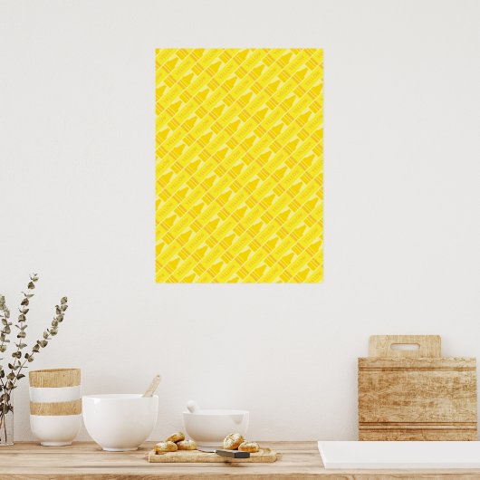 Cute Yellow Crayon Artsy Pattern Poster (Keuken)