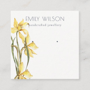 Cute Yellow Daffodil Floral Stud Earning Display Vierkante Visitekaartje