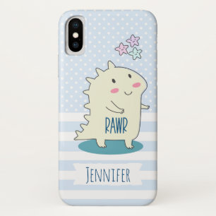 Cute Yellow Dino met Happy Stars iPhone X Hoesje