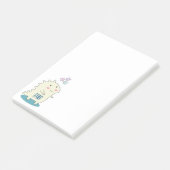 Cute Yellow Dino met Happy Stars Post-it® Notes (Schuin)