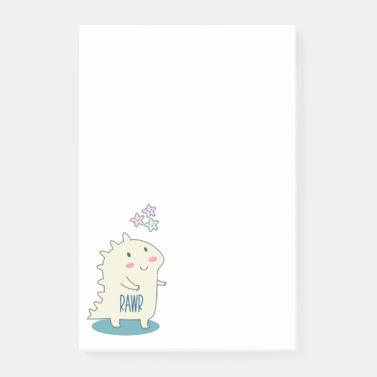 Cute Yellow Dino met Happy Stars Post-it® Notes (Voorkant)