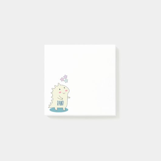 Cute Yellow Dino met Happy Stars Post-it® Notes (Voorkant)