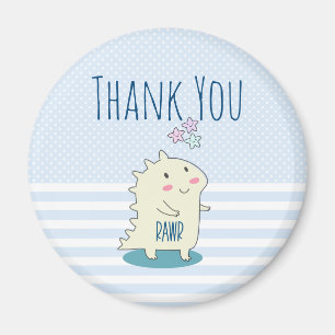 Cute Yellow Dinosaur met Happy Stars Dank je Magneet