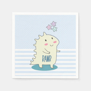 Cute Yellow Dinosaur met Happy Stars Servet