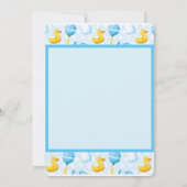 Cute Yellow Duck Blue Baby shower Bedankkaart (Achterkant)
