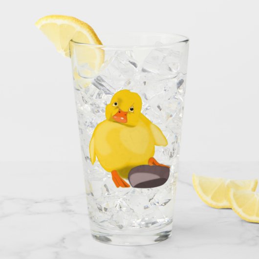 Cute Yellow Duck Glas (Voorkant ijs)