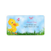 Cute Yellow Ducking and Pink Butterflies Adres: Etiket (Voorkant)
