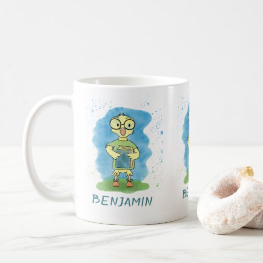 Cute Yellow Duckkhold Book Kid Mug (Avec donut)