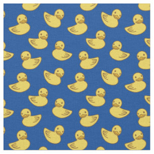 Cute Yellow Ducky Pattern Royal Blue Stof