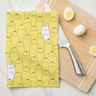 Cute Yellow Easter Chicken Eggs Pattern Theedoek
