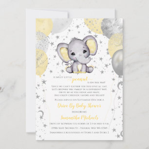 Cute Yellow Elephant ballonnen drive by Baby showe Kaart