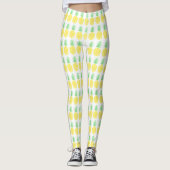 Cute Yellow en Green Waterverf Pineapple Pattern Leggings (Voorkant)