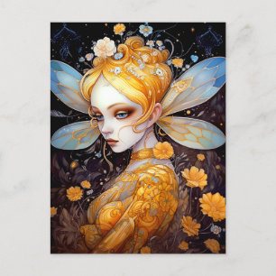 Cute Yellow Fairy Fantasy Art Briefkaart