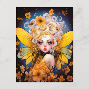 Cute Yellow Fairy Fantasy Art Briefkaart