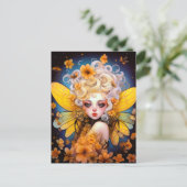 Cute Yellow Fairy Fantasy Art Briefkaart (Staand voorkant)