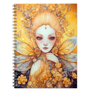 Cute Yellow Fairy Fantasy Art Notitieboek