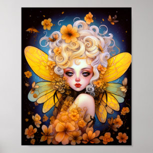 Cute Yellow Fairy Fantasy Art Poster