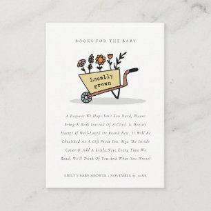 Cute Yellow Floral Cart Books for Baby shower Informatiekaartje