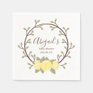Cute Yellow Floral Wreator Baby shower Servet