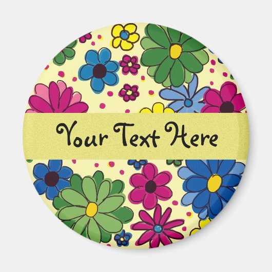 Cute Yellow Flowered Magnet Magneet (Voorkant)